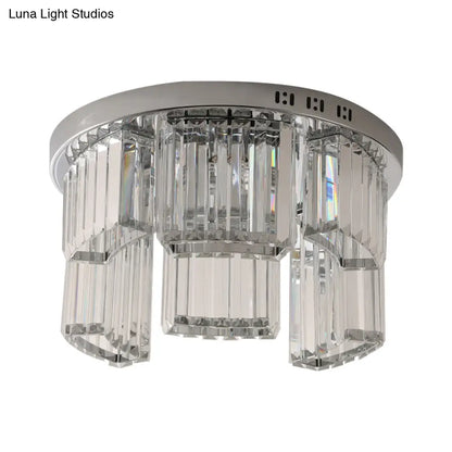 DecorBites™ DecorBites™ Contemporary Jagged Block Flush Mount Lamp - Clear Crystal Ceiling Light (18"/23.5" W, 6/9-Light) for Bedroom