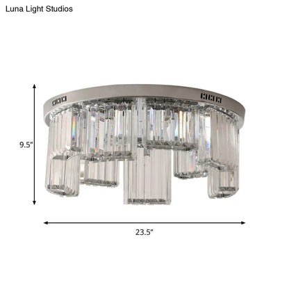 DecorBites™ DecorBites™ Contemporary Jagged Block Flush Mount Lamp - Clear Crystal Ceiling Light (18"/23.5" W, 6/9-Light) for Bedroom