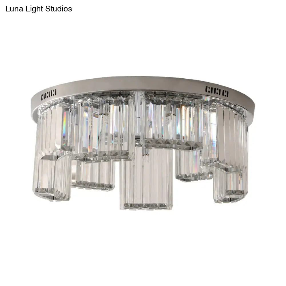 DecorBites™ DecorBites™ Contemporary Jagged Block Flush Mount Lamp - Clear Crystal Ceiling Light (18"/23.5" W, 6/9-Light) for Bedroom