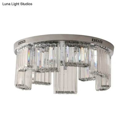 DecorBites™ DecorBites™ Contemporary Jagged Block Flush Mount Lamp - Clear Crystal Ceiling Light (18"/23.5" W, 6/9-Light) for Bedroom