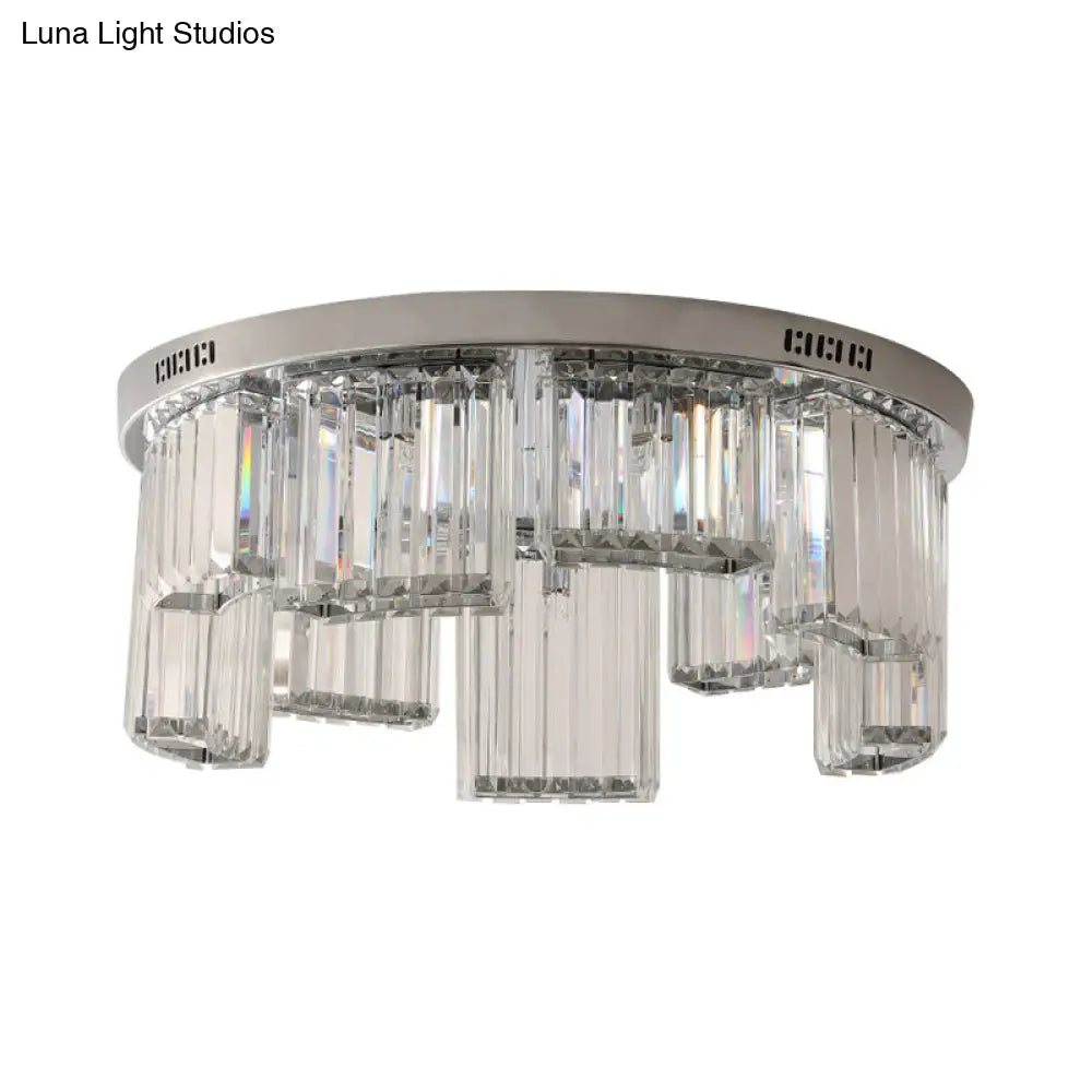 DecorBites™ DecorBites™ Contemporary Jagged Block Flush Mount Lamp - Clear Crystal Ceiling Light (18"/23.5" W, 6/9-Light) for Bedroom