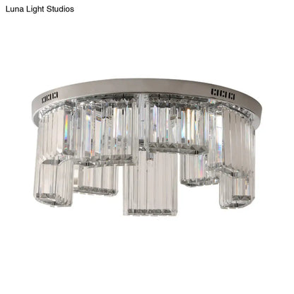 DecorBites™ DecorBites™ Contemporary Jagged Block Flush Mount Lamp - Clear Crystal Ceiling Light (18"/23.5" W, 6/9-Light) for Bedroom