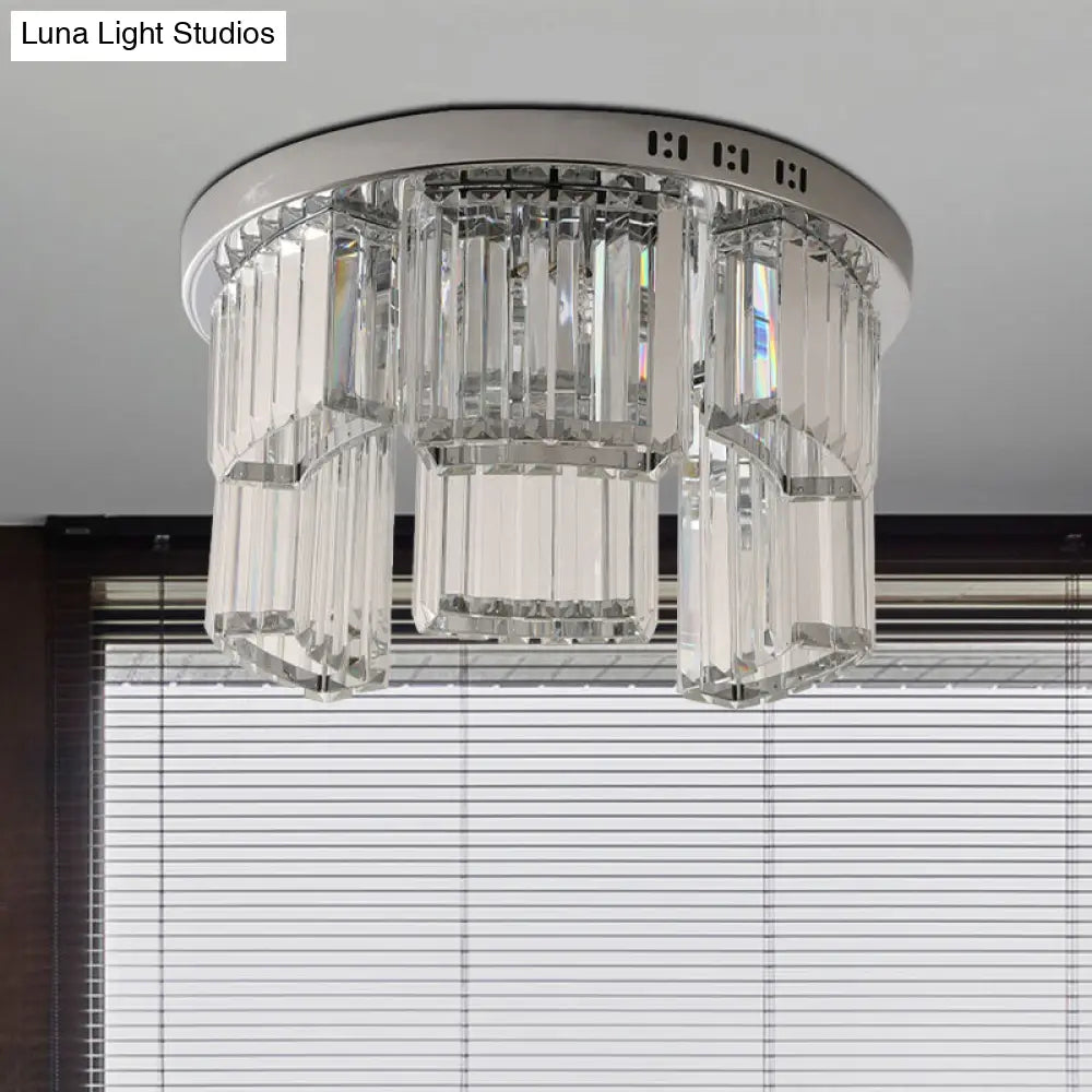 DecorBites™ DecorBites™ Contemporary Jagged Block Flush Mount Lamp - Clear Crystal Ceiling Light (18"/23.5" W, 6/9-Light) for Bedroom