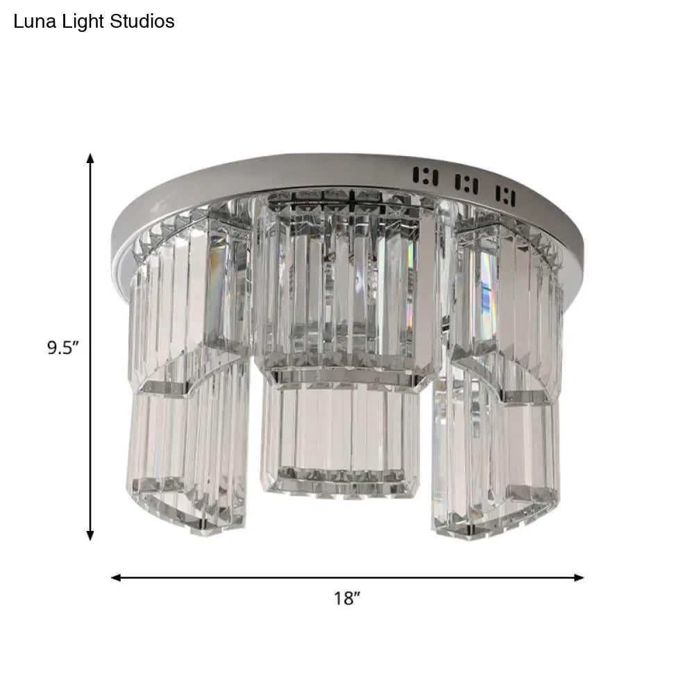 DecorBites™ DecorBites™ Contemporary Jagged Block Flush Mount Lamp - Clear Crystal Ceiling Light (18"/23.5" W, 6/9-Light) for Bedroom