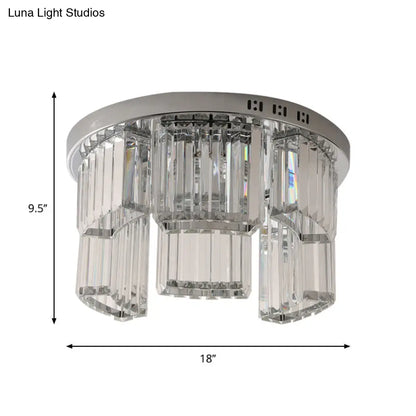 DecorBites™ DecorBites™ Contemporary Jagged Block Flush Mount Lamp - Clear Crystal Ceiling Light (18"/23.5" W, 6/9-Light) for Bedroom