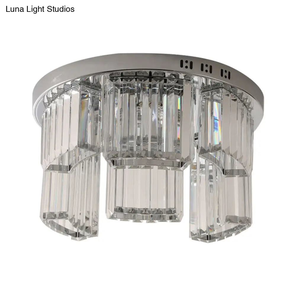 DecorBites™ DecorBites™ Contemporary Jagged Block Flush Mount Lamp - Clear Crystal Ceiling Light (18"/23.5" W, 6/9-Light) for Bedroom