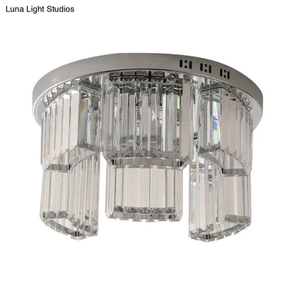 DecorBites™ DecorBites™ Contemporary Jagged Block Flush Mount Lamp - Clear Crystal Ceiling Light (18"/23.5" W, 6/9-Light) for Bedroom