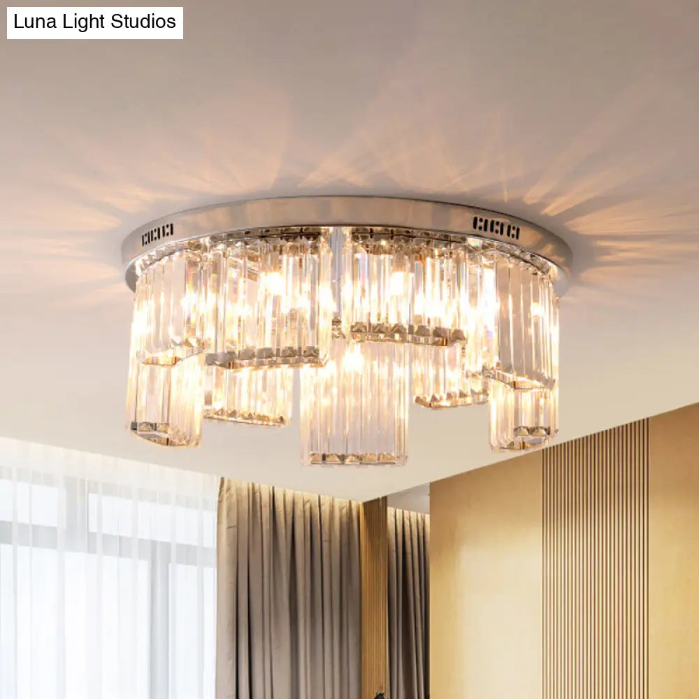 DecorBites™ DecorBites™ Contemporary Jagged Block Flush Mount Lamp - Clear Crystal Ceiling Light (18"/23.5" W, 6/9-Light) for Bedroom