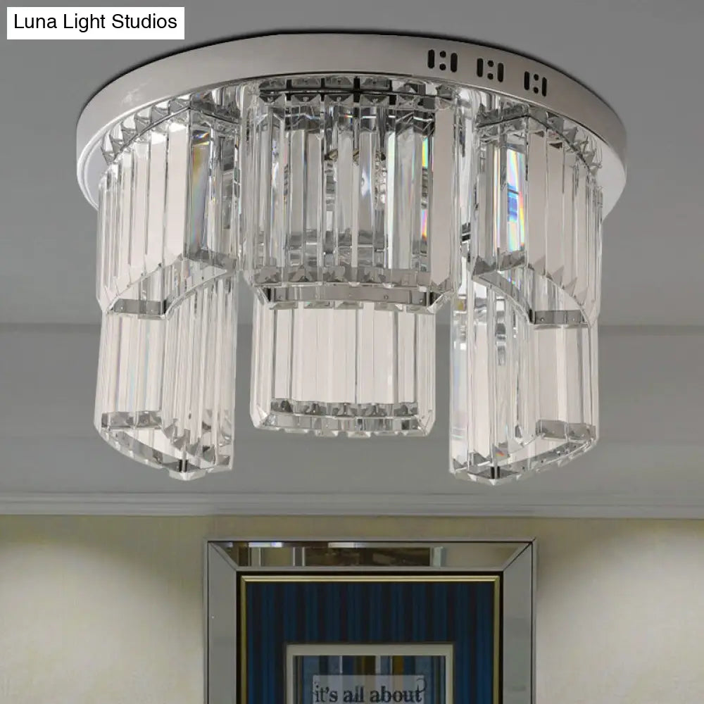 DecorBites™ DecorBites™ Contemporary Jagged Block Flush Mount Lamp - Clear Crystal Ceiling Light (18"/23.5" W, 6/9-Light) for Bedroom