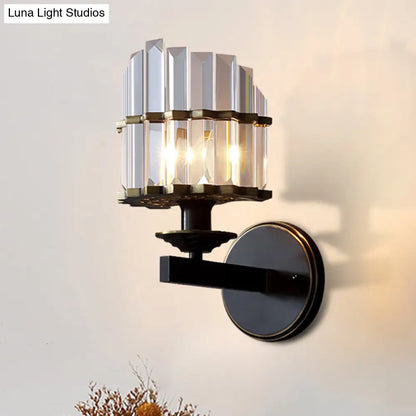 DecorBites™ DecorBites™ Contemporary K9 Crystal Wall Sconce with Black/Brass Finish for Living Room