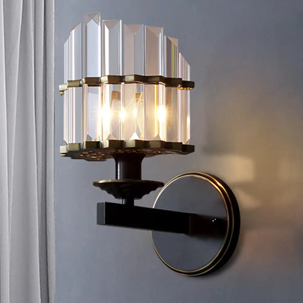 DecorBites™ DecorBites™ Contemporary K9 Crystal Wall Sconce with Black/Brass Finish for Living Room
