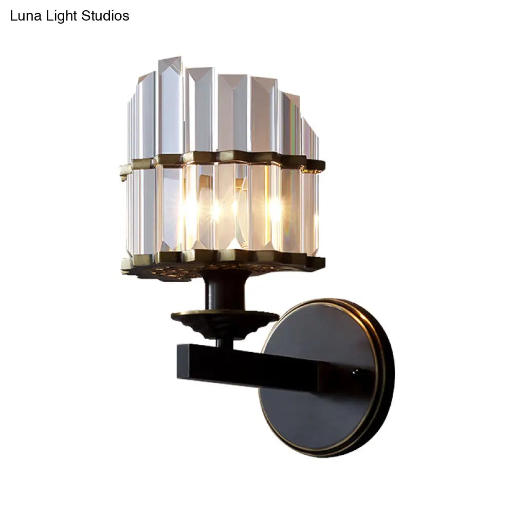 DecorBites™ DecorBites™ Contemporary K9 Crystal Wall Sconce with Black/Brass Finish for Living Room