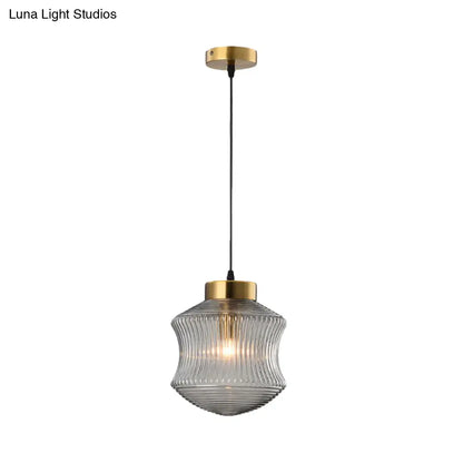 Contemporary Lantern Pendant Light with Prismatic Glass - Amber/Smoke Gray, Gold Finish