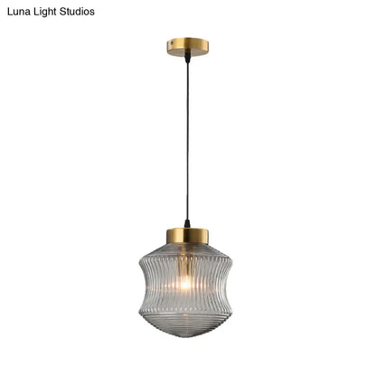 Contemporary Lantern Pendant Light with Prismatic Glass - Amber/Smoke Gray, Gold Finish