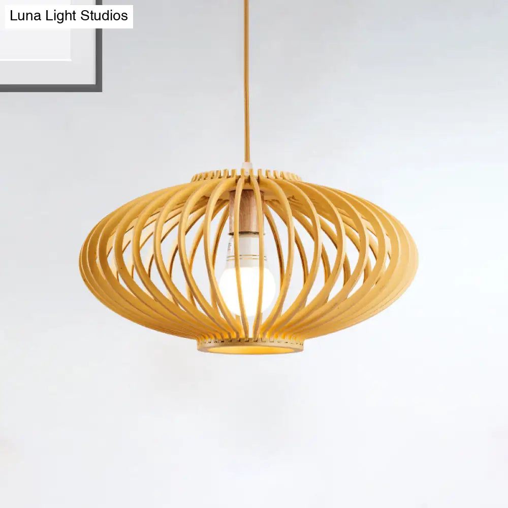 Contemporary Laser Cut Hanging Lamp - Black/Yellow, 1 Head Wood Ceiling Pendant Light for Restaurants