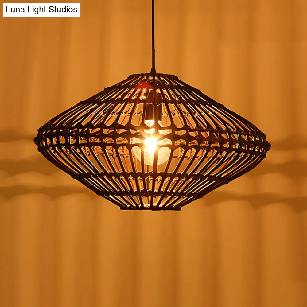 Contemporary Laser Cut Hanging Lamp - Black/Yellow, 1 Head Wood Ceiling Pendant Light for Restaurants