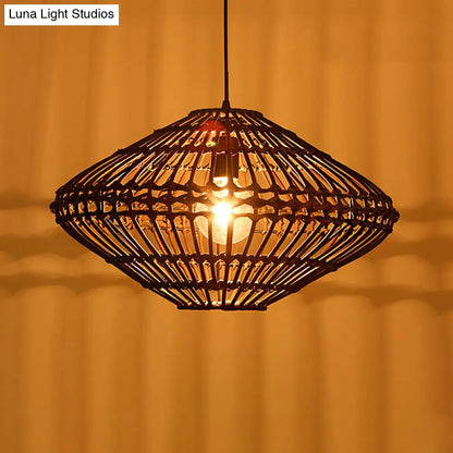 Contemporary Laser Cut Hanging Lamp - Black/Yellow, 1 Head Wood Ceiling Pendant Light for Restaurants