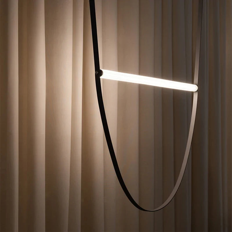 Contemporary Leather Belt Dimmable LED Pendant Light