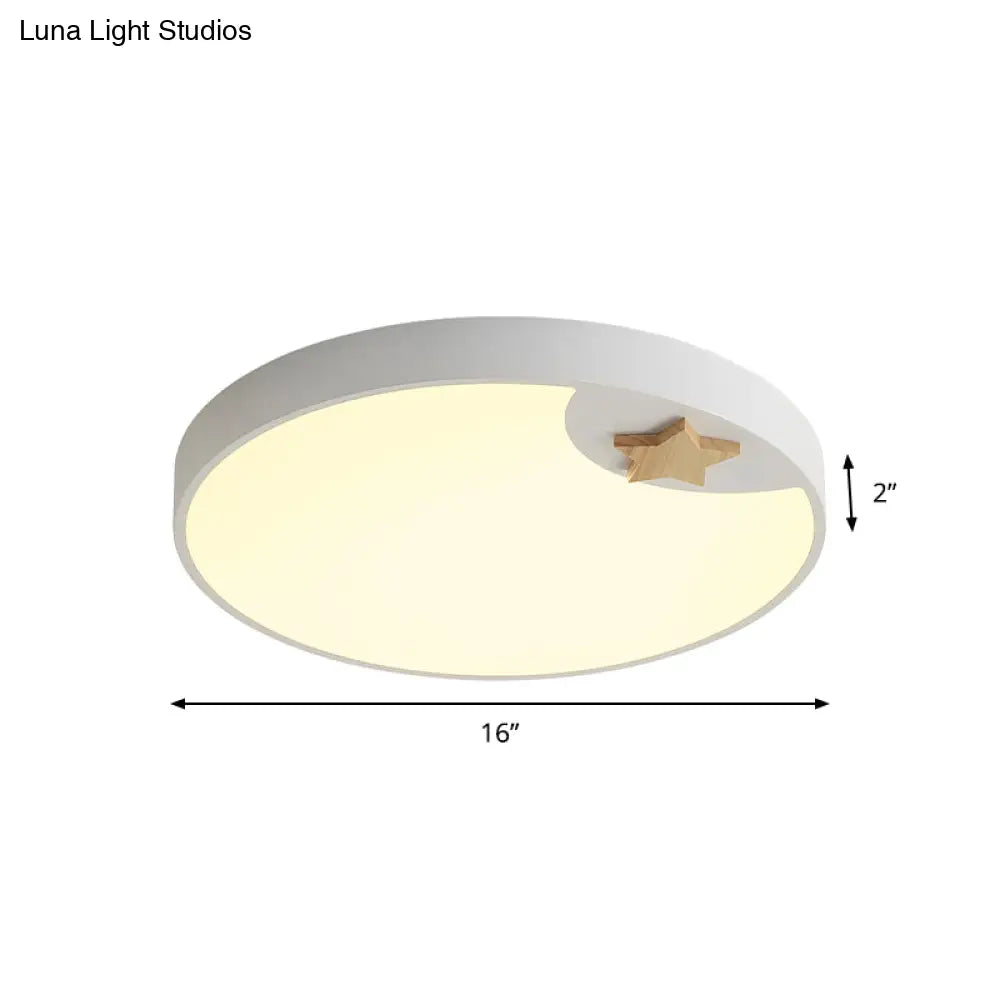 DecorBites™ DecorBites™ Contemporary LED Acrylic Ceiling Fixture - Circle Design, 16"/19.5" Wide, Wood Star Deco, White Flush Light