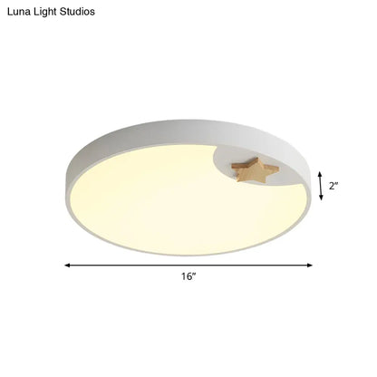 DecorBites™ DecorBites™ Contemporary LED Acrylic Ceiling Fixture - Circle Design, 16"/19.5" Wide, Wood Star Deco, White Flush Light