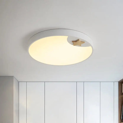 DecorBites™ DecorBites™ Contemporary LED Acrylic Ceiling Fixture - Circle Design, 16"/19.5" Wide, Wood Star Deco, White Flush Light