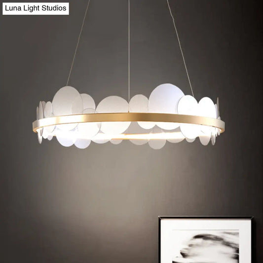 Lámpara colgante de araña LED contemporánea de acrílico en luz blanca/cálida - Diseño con anillo dorado - Diámetro de 23,5"/31,5"