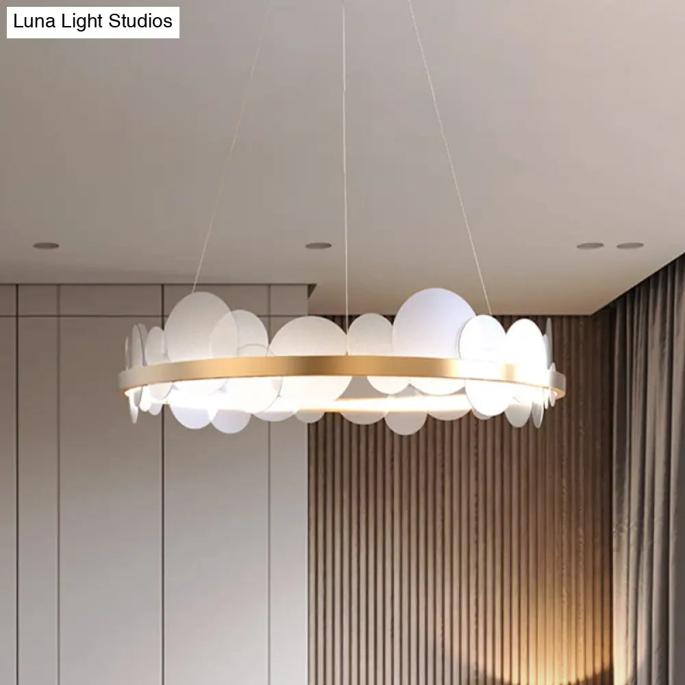 Lámpara colgante de araña LED contemporánea de acrílico en luz blanca/cálida - Diseño con anillo dorado - Diámetro de 23,5"/31,5"