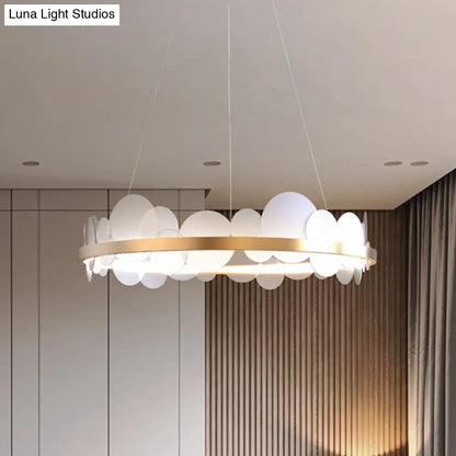 Lámpara colgante de araña LED contemporánea de acrílico en luz blanca/cálida - Diseño con anillo dorado - Diámetro de 23,5"/31,5"