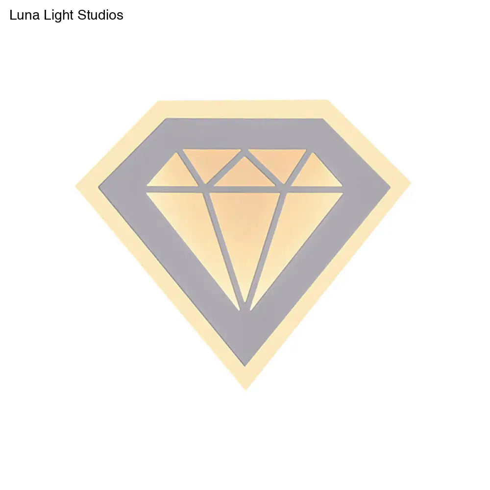 Lámpara de pared de noche DecorBites™ contemporánea con LED acrílico en forma de diamante, luz cálida/blanca - Aplique de pared blanco/negro