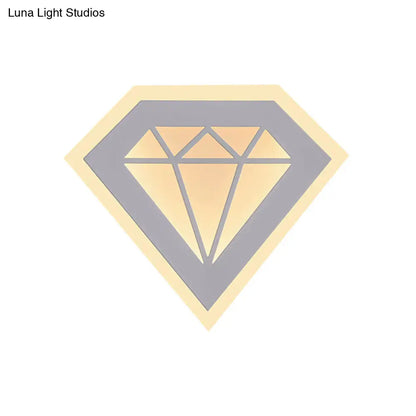 Lámpara de pared de noche DecorBites™ contemporánea con LED acrílico en forma de diamante, luz cálida/blanca - Aplique de pared blanco/negro