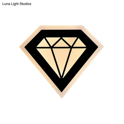 Lámpara de pared de noche DecorBites™ contemporánea con LED acrílico en forma de diamante, luz cálida/blanca - Aplique de pared blanco/negro