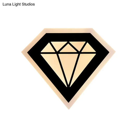 Lámpara de pared de noche DecorBites™ contemporánea con LED acrílico en forma de diamante, luz cálida/blanca - Aplique de pared blanco/negro