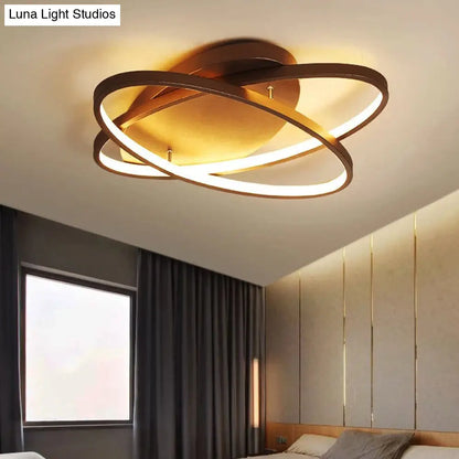 مصباح سقف LED أكريليك معاصر من DecorBites™ - عرض 21 بوصة/29.5 بوصة/34 بوصة - أسود/بني - إضاءة دافئة/بيضاء