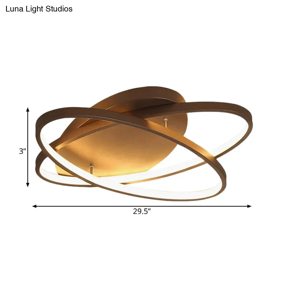 مصباح سقف LED أكريليك معاصر من DecorBites™ - عرض 21 بوصة/29.5 بوصة/34 بوصة - أسود/بني - إضاءة دافئة/بيضاء