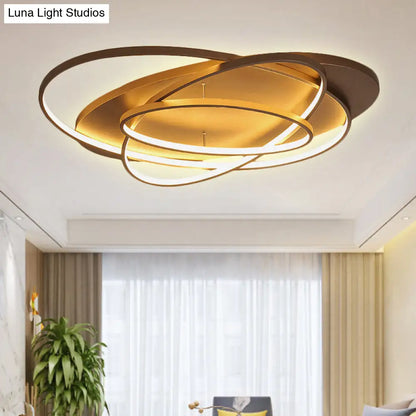 مصباح سقف LED أكريليك معاصر من DecorBites™ - عرض 21 بوصة/29.5 بوصة/34 بوصة - أسود/بني - إضاءة دافئة/بيضاء