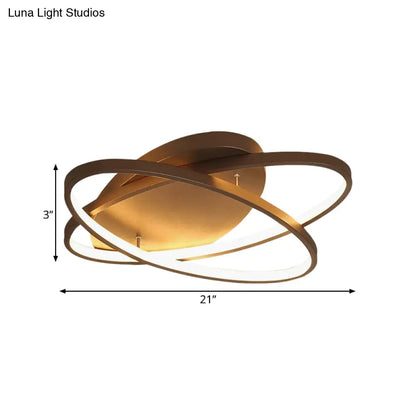 مصباح سقف LED أكريليك معاصر من DecorBites™ - عرض 21 بوصة/29.5 بوصة/34 بوصة - أسود/بني - إضاءة دافئة/بيضاء