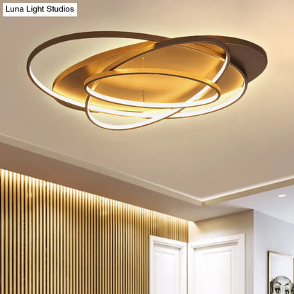 مصباح سقف LED أكريليك معاصر من DecorBites™ - عرض 21 بوصة/29.5 بوصة/34 بوصة - أسود/بني - إضاءة دافئة/بيضاء