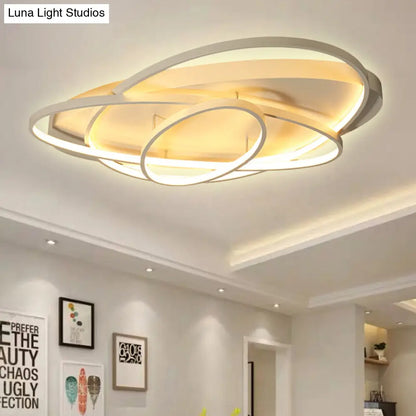 مصباح سقف LED أكريليك معاصر من DecorBites™ - عرض 21 بوصة/29.5 بوصة/34 بوصة - أسود/بني - إضاءة دافئة/بيضاء