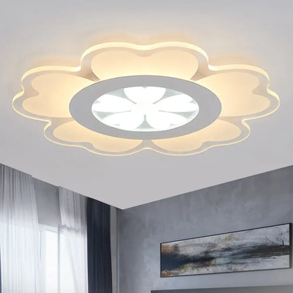DecorBites™ DecorBites™ Contemporary LED Acrylic Flush Mount Lamp - White Floral Flush Light Fixture for Living Room
