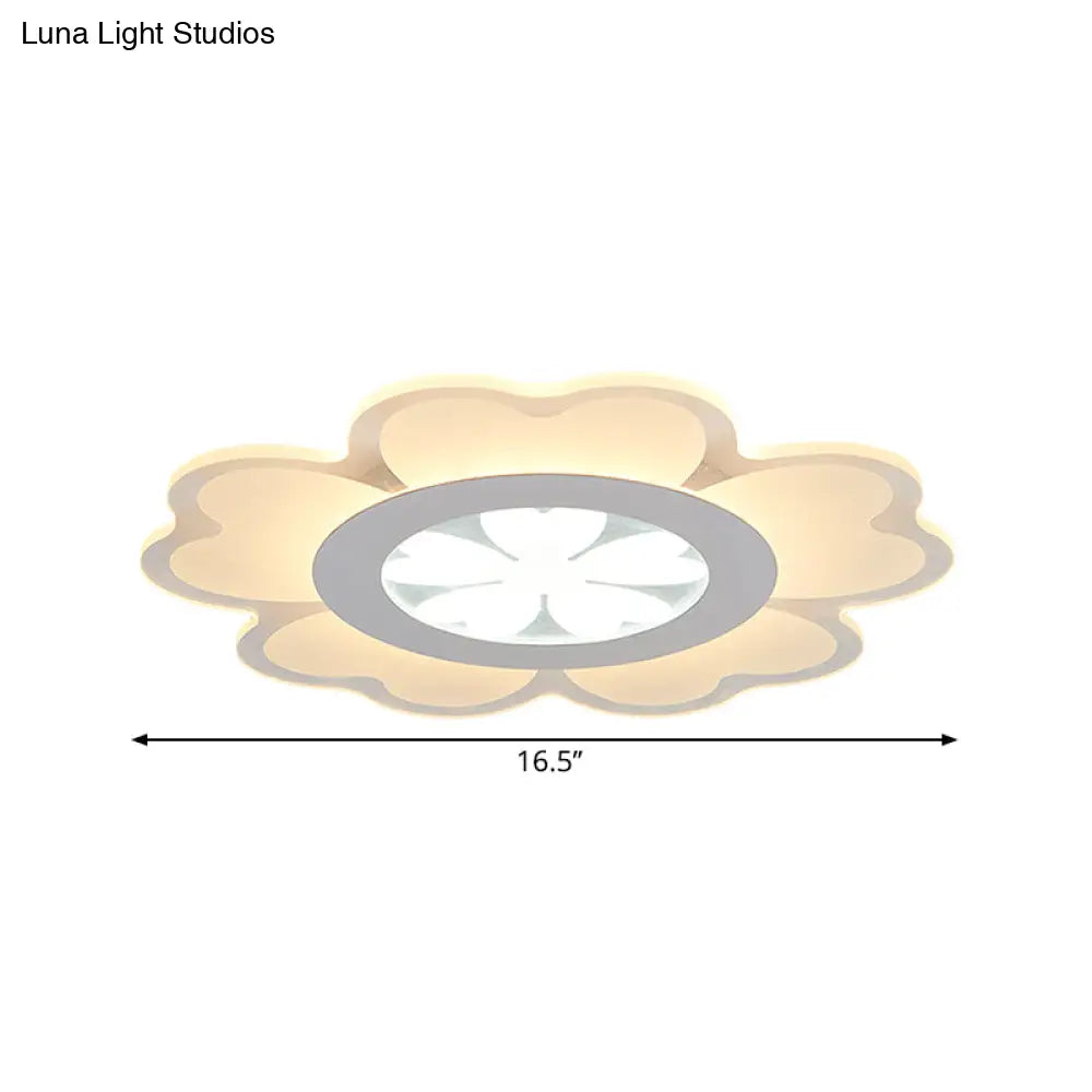 DecorBites™ DecorBites™ Contemporary LED Acrylic Flush Mount Lamp - White Floral Flush Light Fixture for Living Room