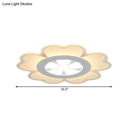 DecorBites™ DecorBites™ Contemporary LED Acrylic Flush Mount Lamp - White Floral Flush Light Fixture for Living Room