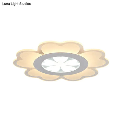 DecorBites™ DecorBites™ Contemporary LED Acrylic Flush Mount Lamp - White Floral Flush Light Fixture for Living Room