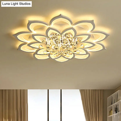 DecorBites™ Contemporary LED Acrylic Flushmount Ceiling Light with Crystal Drop in Warm/White Light - 27"/31.5" W