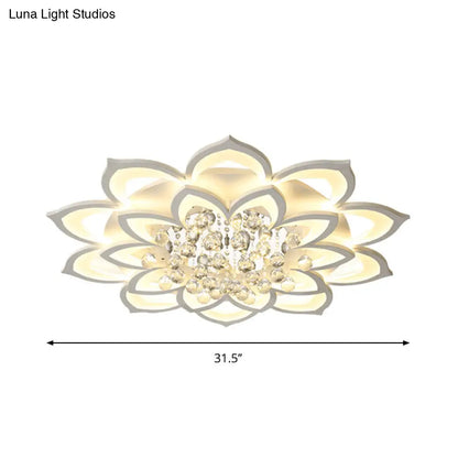 DecorBites™ Contemporary LED Acrylic Flushmount Ceiling Light with Crystal Drop in Warm/White Light - 27"/31.5" W