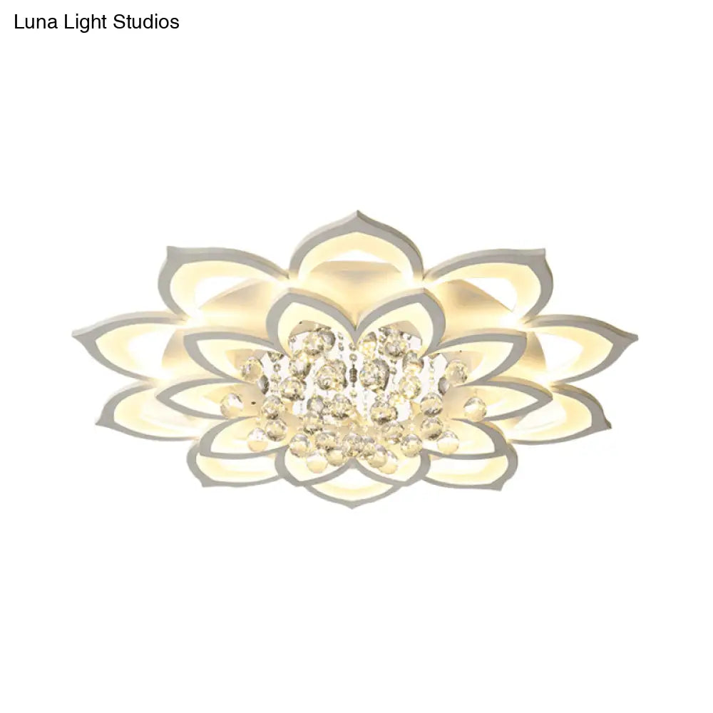 DecorBites™ Contemporary LED Acrylic Flushmount Ceiling Light with Crystal Drop in Warm/White Light - 27"/31.5" W