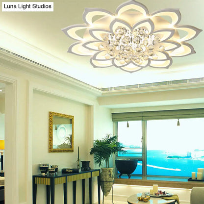 DecorBites™ Contemporary LED Acrylic Flushmount Ceiling Light with Crystal Drop in Warm/White Light - 27"/31.5" W