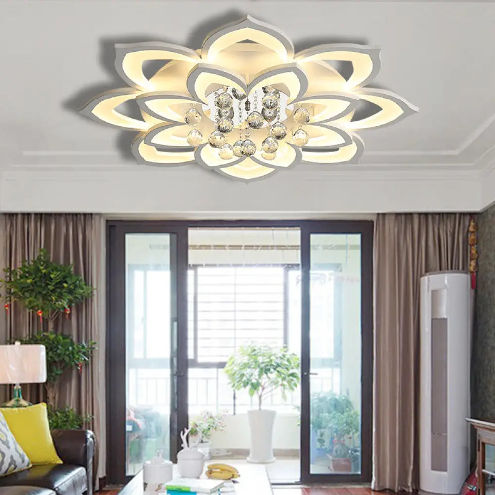 DecorBites™ Contemporary LED Acrylic Flushmount Ceiling Light with Crystal Drop in Warm/White Light - 27"/31.5" W