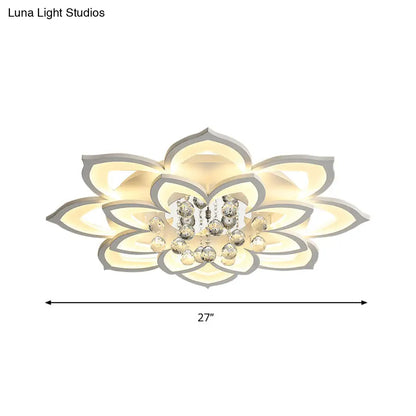 DecorBites™ Contemporary LED Acrylic Flushmount Ceiling Light with Crystal Drop in Warm/White Light - 27"/31.5" W