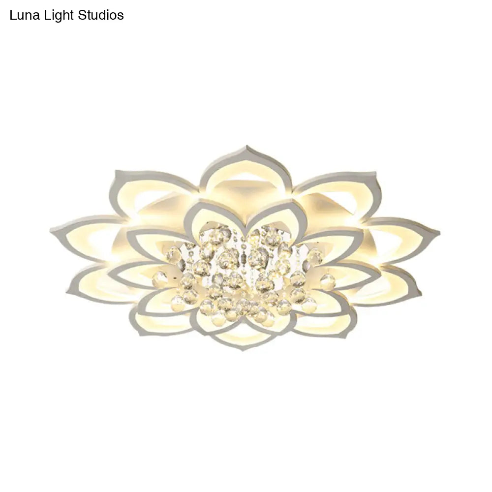 DecorBites™ Contemporary LED Acrylic Flushmount Ceiling Light with Crystal Drop in Warm/White Light - 27"/31.5" W