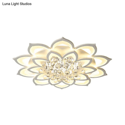 DecorBites™ Contemporary LED Acrylic Flushmount Ceiling Light with Crystal Drop in Warm/White Light - 27"/31.5" W